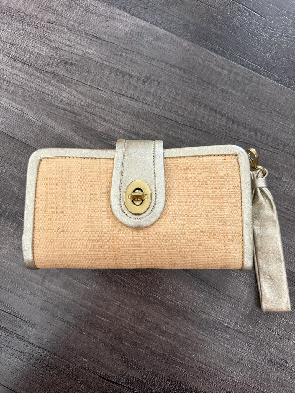 Coach Parker Straw& Metallic Wristlet/Clutch